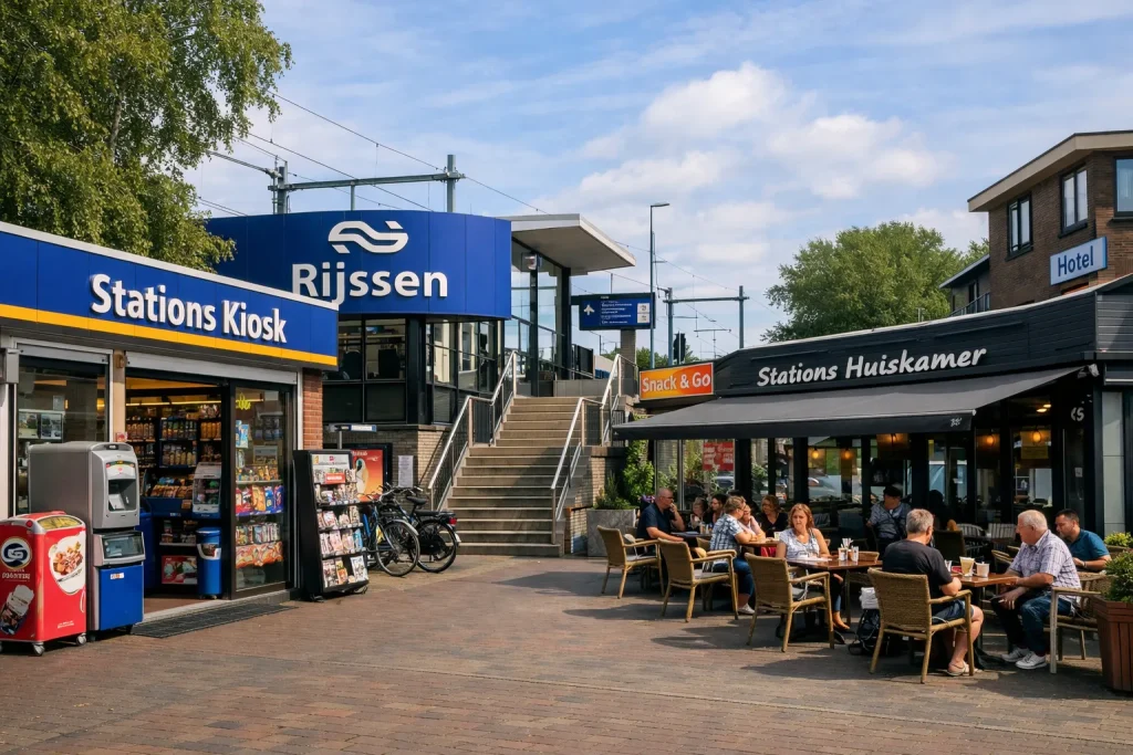 Station van Rijssen met kiosk en terras in de buurt