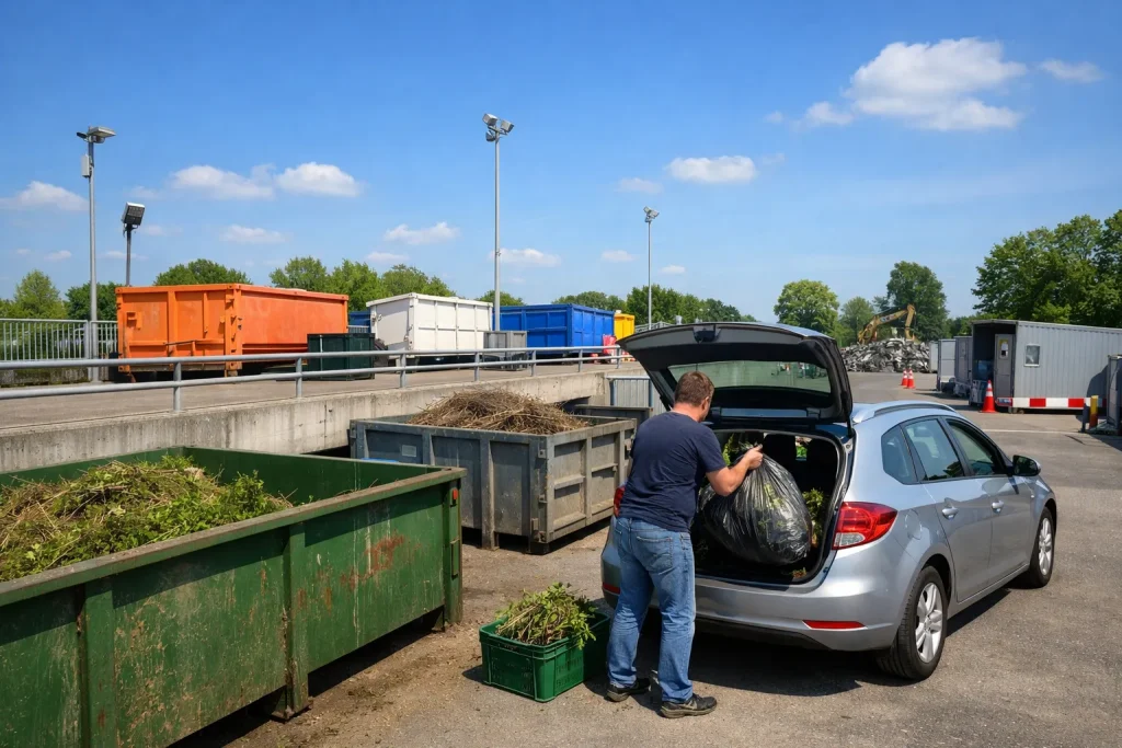 Milieustraat in Rijssen met containers voor afvalscheiding