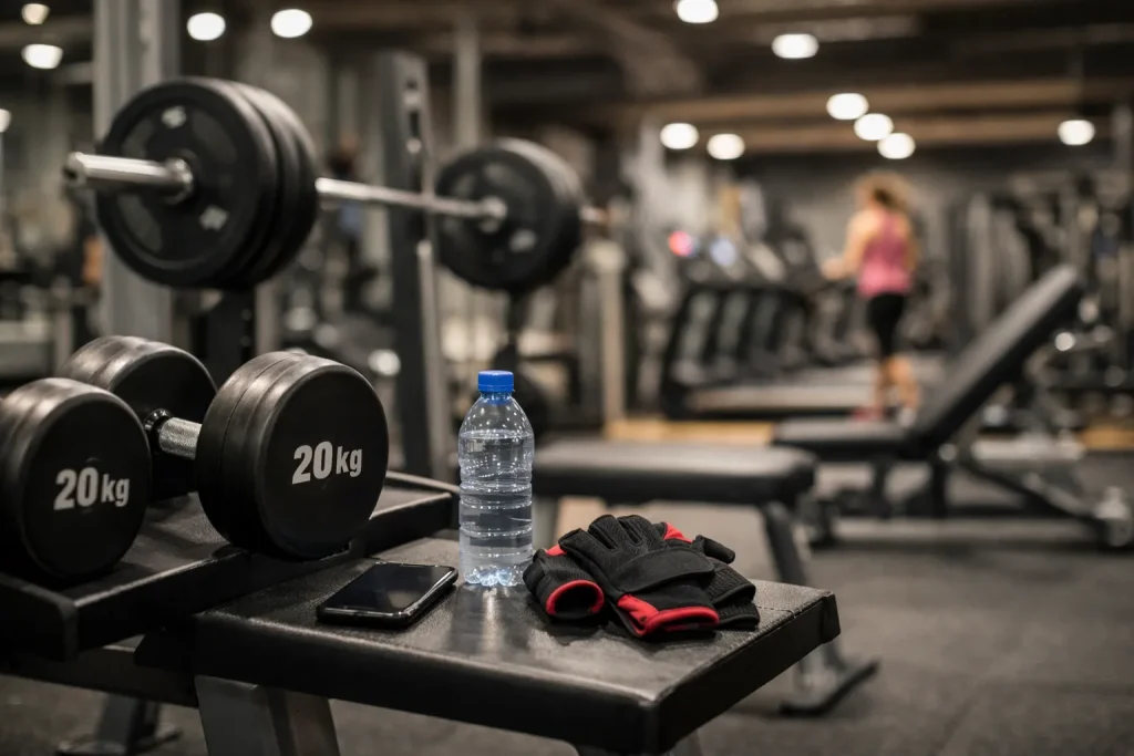 Moderne sportschool in Rijssen met mensen die trainen op fitnessapparaten en in een groepslesruimte