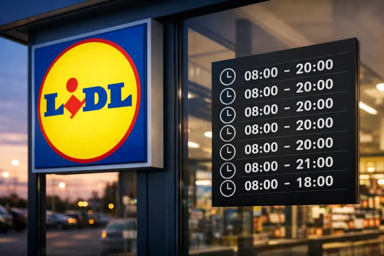 Bedrijven in Rijssen Ingang van een Lidl-supermarkt bij avondlicht