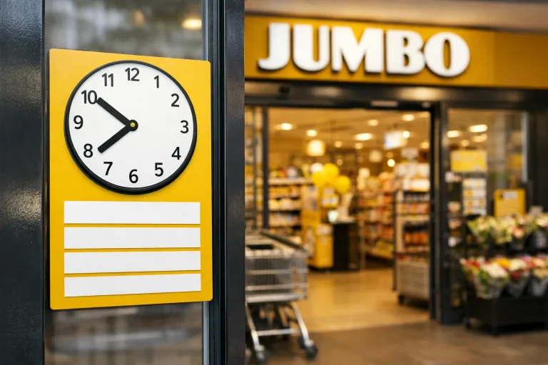 Bedrijven in Rijssen Supermarkt-ingang met winkelwagens en onscherp winkelinterieur