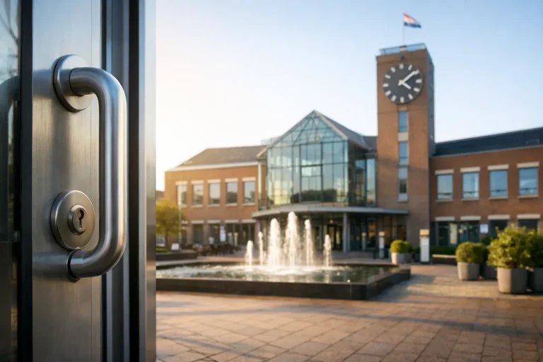 Bedrijven in Rijssen Ingang van het stadhuis bij daglicht
